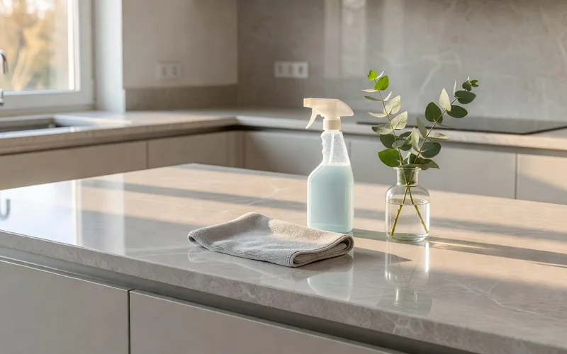 Tidy room details, kitchen/bath reset, folded linens; authentic service-intent imagery.
